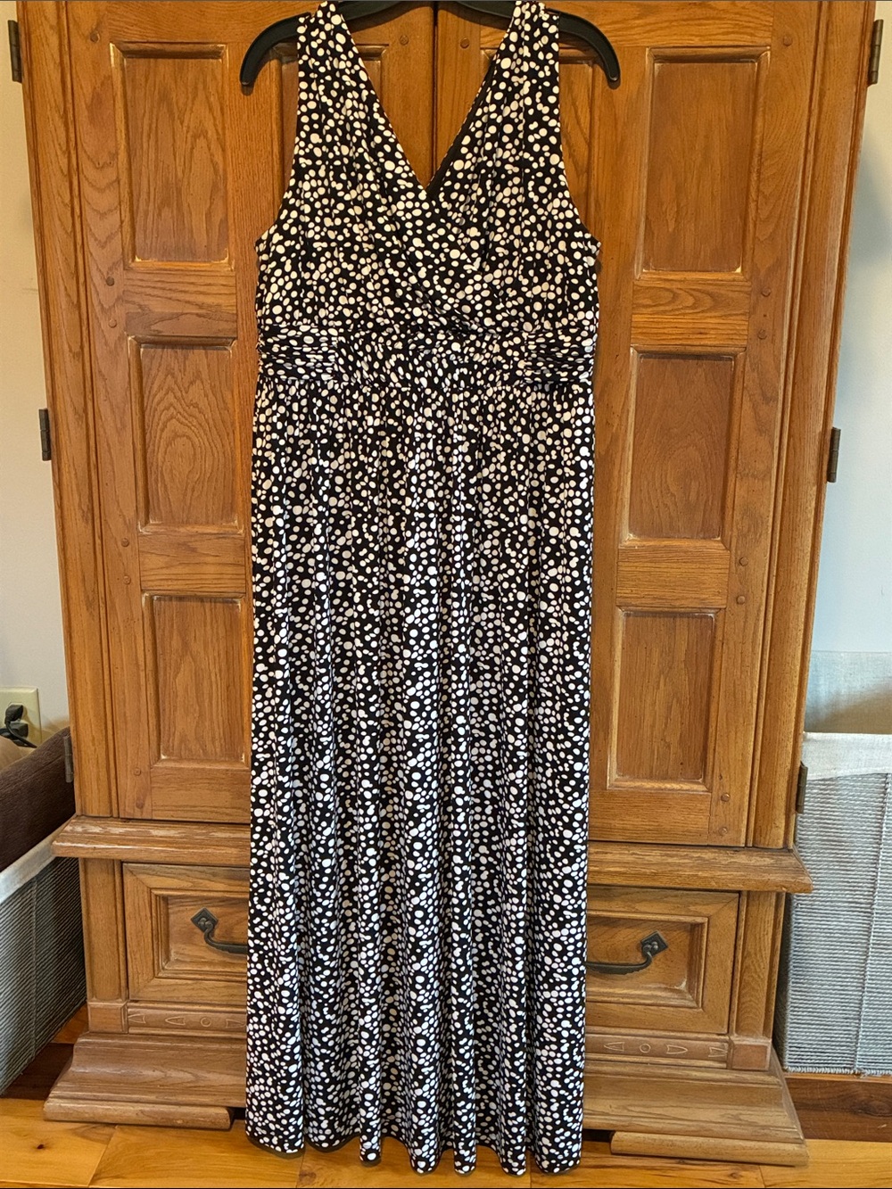 Christopher & Banks Black and White Polka Dot Maxi Dress Size 12